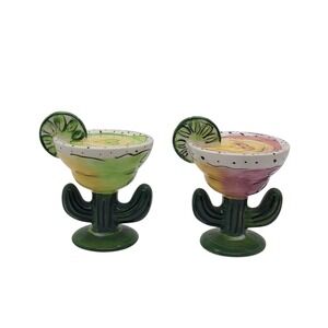C.A. Ceramic Margarita Cactus Salt and Pepper Shaker Set Southwest Barware Decor
